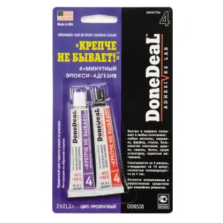 Клей епоксидний 4 хв прозорий (-75 °С +145 °С) Done Deal 2 шт х 21,3 г (DD6538)