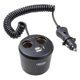 Розгалужувач прикурювача RING 12В 2 виходи + 2 USB (RMS10)