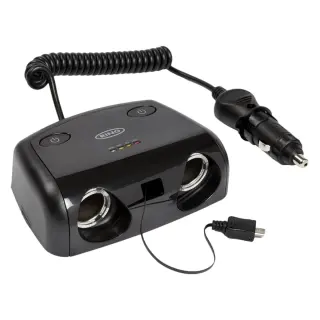 Розгалужувач прикурювача RING 12В 2 виходи + кабель Micro USB (RMS14)