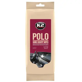 Серветки вологі K2 Polo Shine Wipes для очищення панелі приладів та пластикових деталей глянцеві 24 шт (K420)