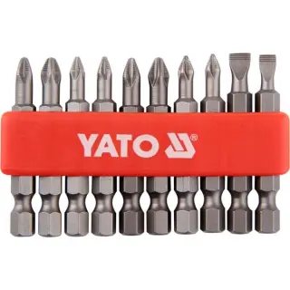 Набір насадок викруткових YATO (шліц 5 мм, 6 мм, PH1/1, PH2/2, PZ1/1, PZ2/2, L= 50 мм) 10 шт (YT-0483)