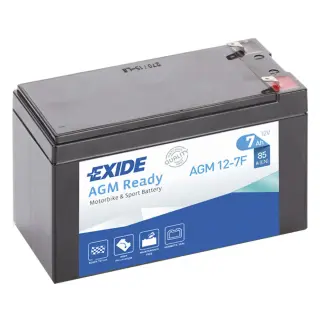 Акумулятор EXIDE AGM 12V 7Ah 85A 150 мм х 65 мм х 95 мм (AGM12-7F)