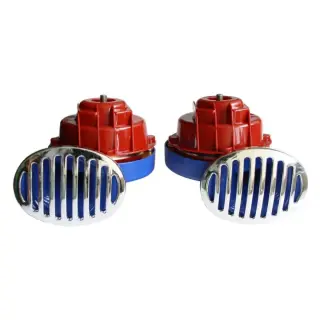 Сигнал "равлик" Elegant 12V червоно-синій хром з кришкою 2 шт (EL 100 730)