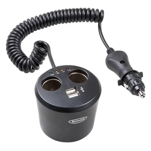 Розгалужувач прикурювача RING 12В 2 виходи + 2 USB (RMS10)
