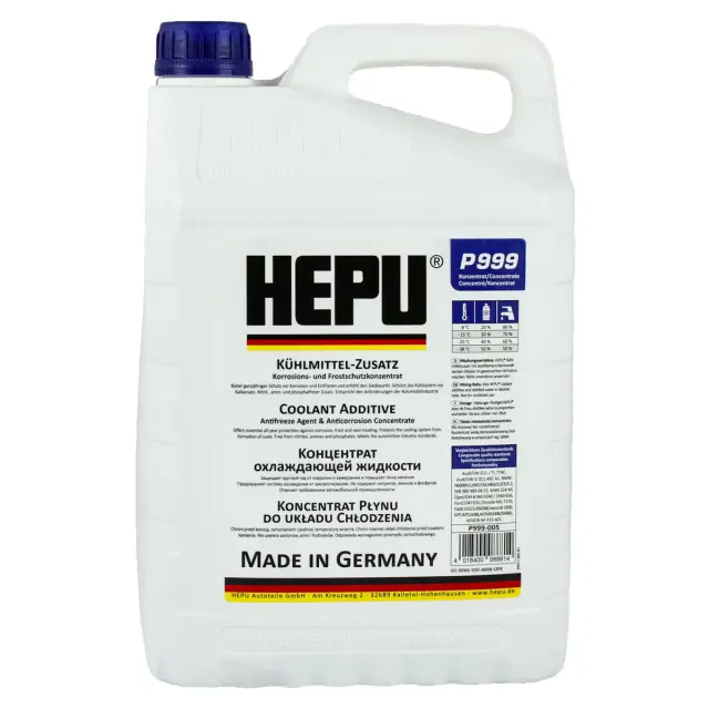 Рідина охолоджуюча HEPU Антифриз -38 °C G11 синя концентрат 5 л (P999-005)