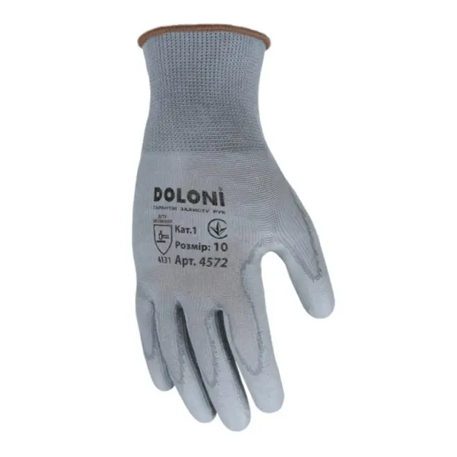 Рукавички DOLONI D-Flex трикотажні з поліуретановим покриттям 10 розмір сірі (4572)
