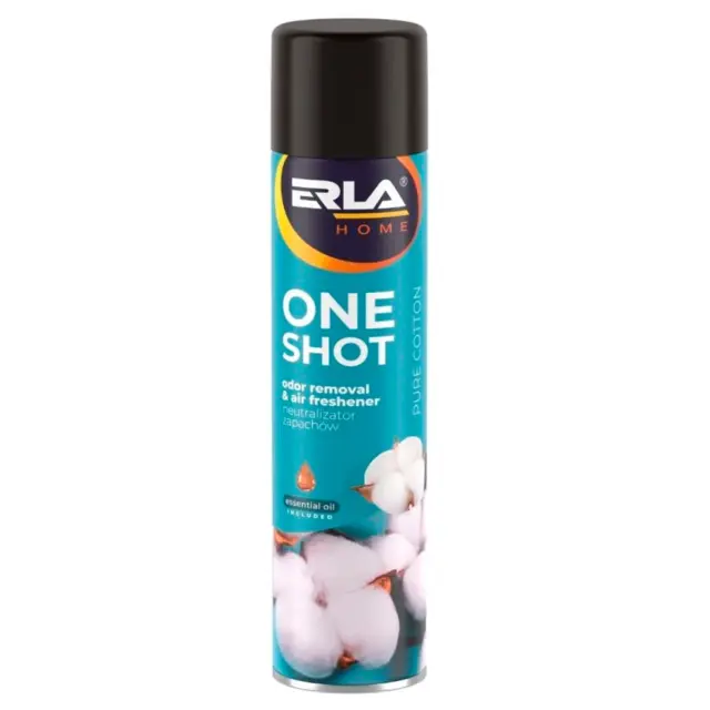 Нейтралізатор запаху та освіжувач повітря ERLA One Shot "Чиста бавовна" 600 мл (R421)