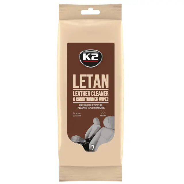 Серветки вологі K2 Letan Leather Cleaner & Conditionner Wipes для очищення шкіряної оббивки 24 шт (K210)