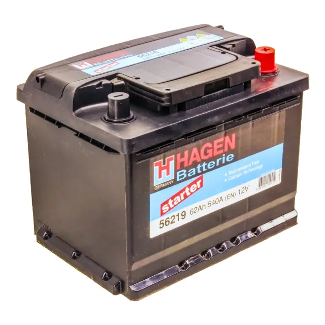 Акумулятор HAGEN BATTERIE 12V 62Ah 540A R+ 242 мм х 175 мм х 190 мм (56219)