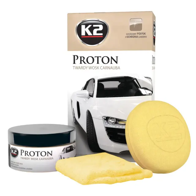 Поліроль восковий для кузова K2 Proton з губкою та ганчіркою банка 200 г (G040)