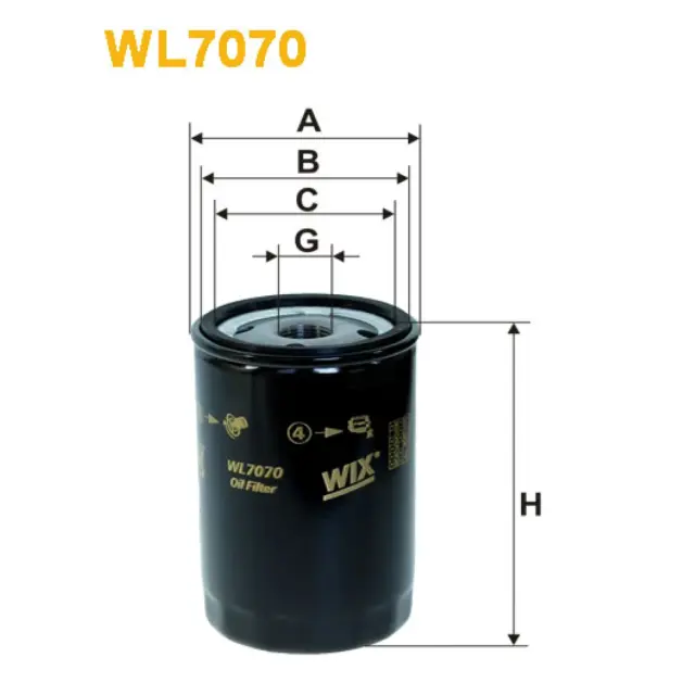 Фільтр оливи WIX FILTERS ABG, Agria, Atlas, Atlas Copco, Benford, Bobcat, Bomag, Deutz, F.U.T. S (WL7070)