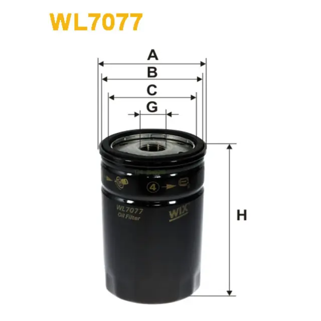 Фільтр оливи WIX FILTERS Bobcat 600, 700, Chrysler PT Cruiser, Ford Cougar, Escort, Fiesta, Focus, (WL7077)