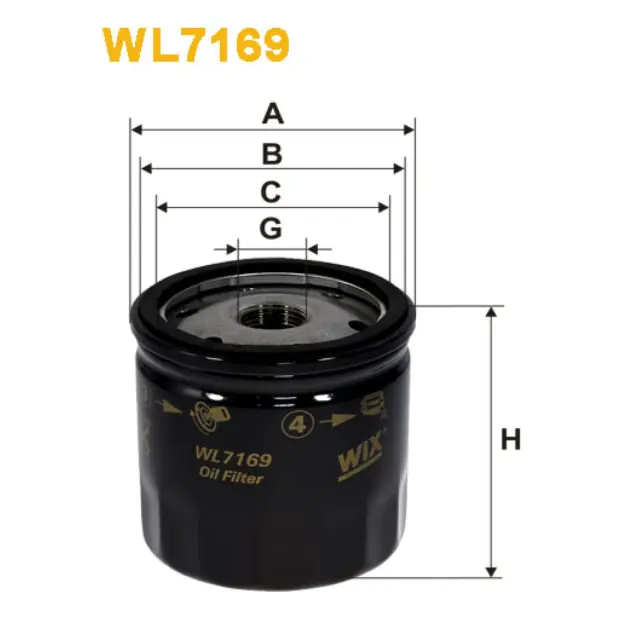 Фільтр оливи WIX FILTERS Seat Ibiza II, Inca, Skoda Felicia, Volkswagen Golf III, Polo II (81-94), (WL7169)