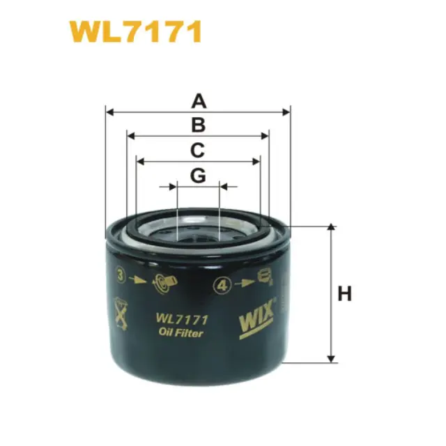 Фільтр оливи WIX FILTERS Bedford, Isuzu, Bobcat, Case, Ferrari Tractors, Kubota, Hyundai, Isuzu, (WL7171)