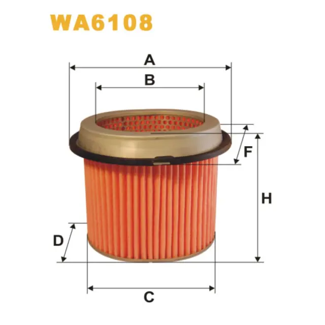 Фільтр повітряний WIX FILTERS Hyundai Exel, Galloper, Grandeur, H 1, H 200, Lantra I, Pony, S Coupe (WA6108)