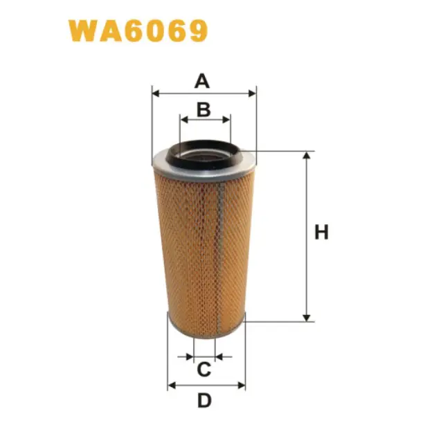 Фільтр повітряний WIX FILTERS Agrale-Deutz, Ebro, Iveco, Multicar, ABG, Atlas Copco, Case-IH, Claas (WA6069)