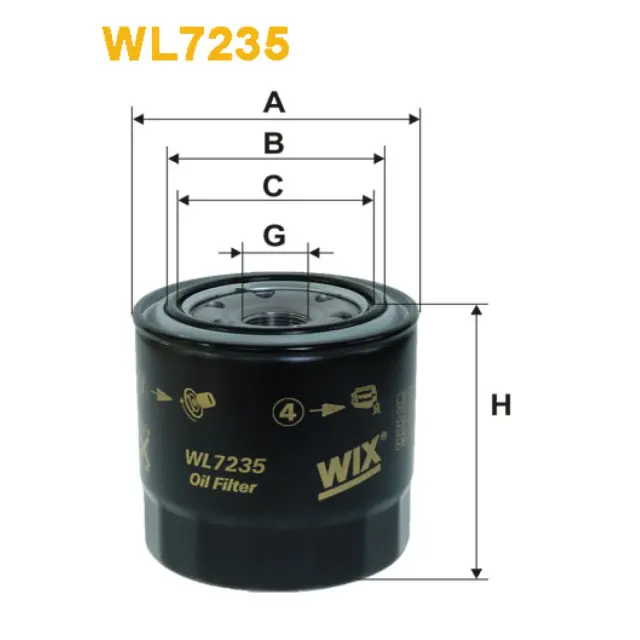 Фільтр оливи WIX FILTERS Toyota Avensis I, Avensis II, Avensis Verso, Carina E, Corolla IX (02-), (WL7235)
